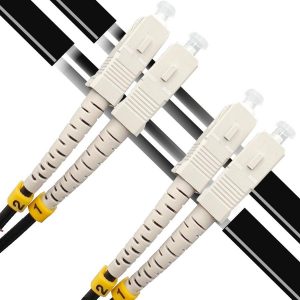 Elfcam® - Câble à Fibre Optique SC/UPC vers SC/UPC OM3 Duplex Multimode 50/125um G657A2 pour Extérieur et Intérieur(REF:11874)