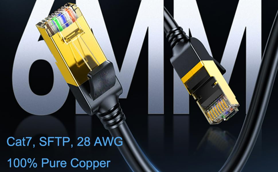 Cable Ethernet Cat 7 para exteriores, 26 AWG, resistente, Cat7, cable de  conexión de red RJ45, velocidad de transmisión, 10 Gbps, ancho de banda de