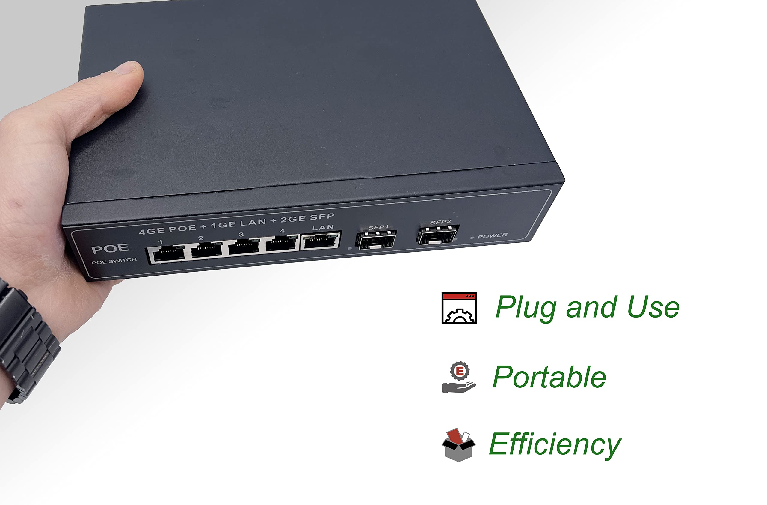 4-Port Full Gigabit PoE Switch with 1 GE & SFP Uplink, Support POE