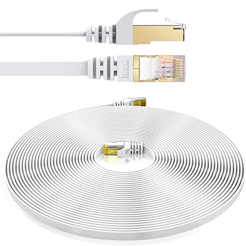 Elfcam® - 10m CAT7 Cable Reseau Ethernet RJ45, Cat 7 STP 100% Cuivre, Cable  Plat, 32 AWG, Noir (10M)