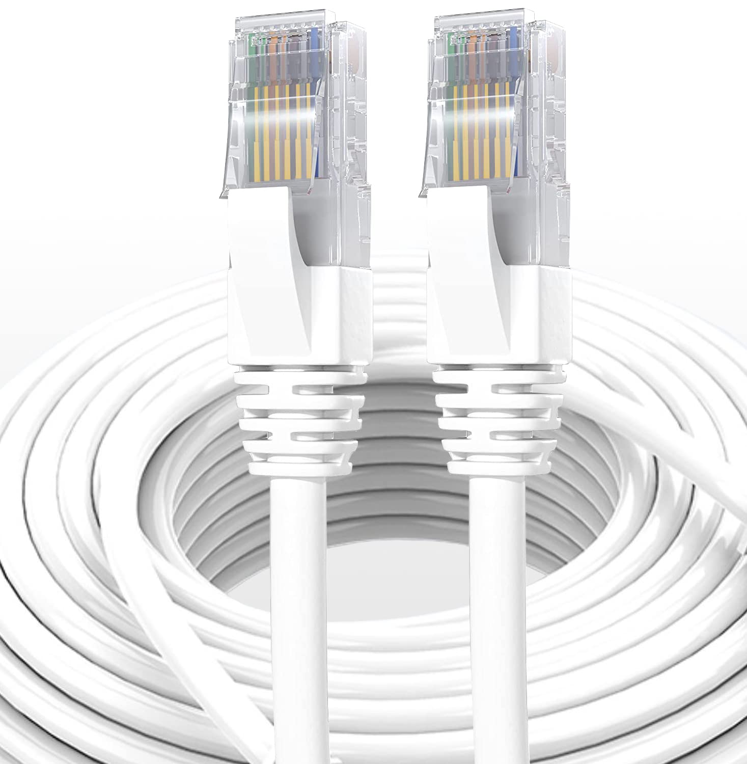 Elfcam® - 30m Cable Reseau Ethernet RJ45 Cat 7, Paire Torsadee Blindee SFTP  100% Cuivre, 6mm Diametre de Cable, 28 AWG Cable Rond  (30M)