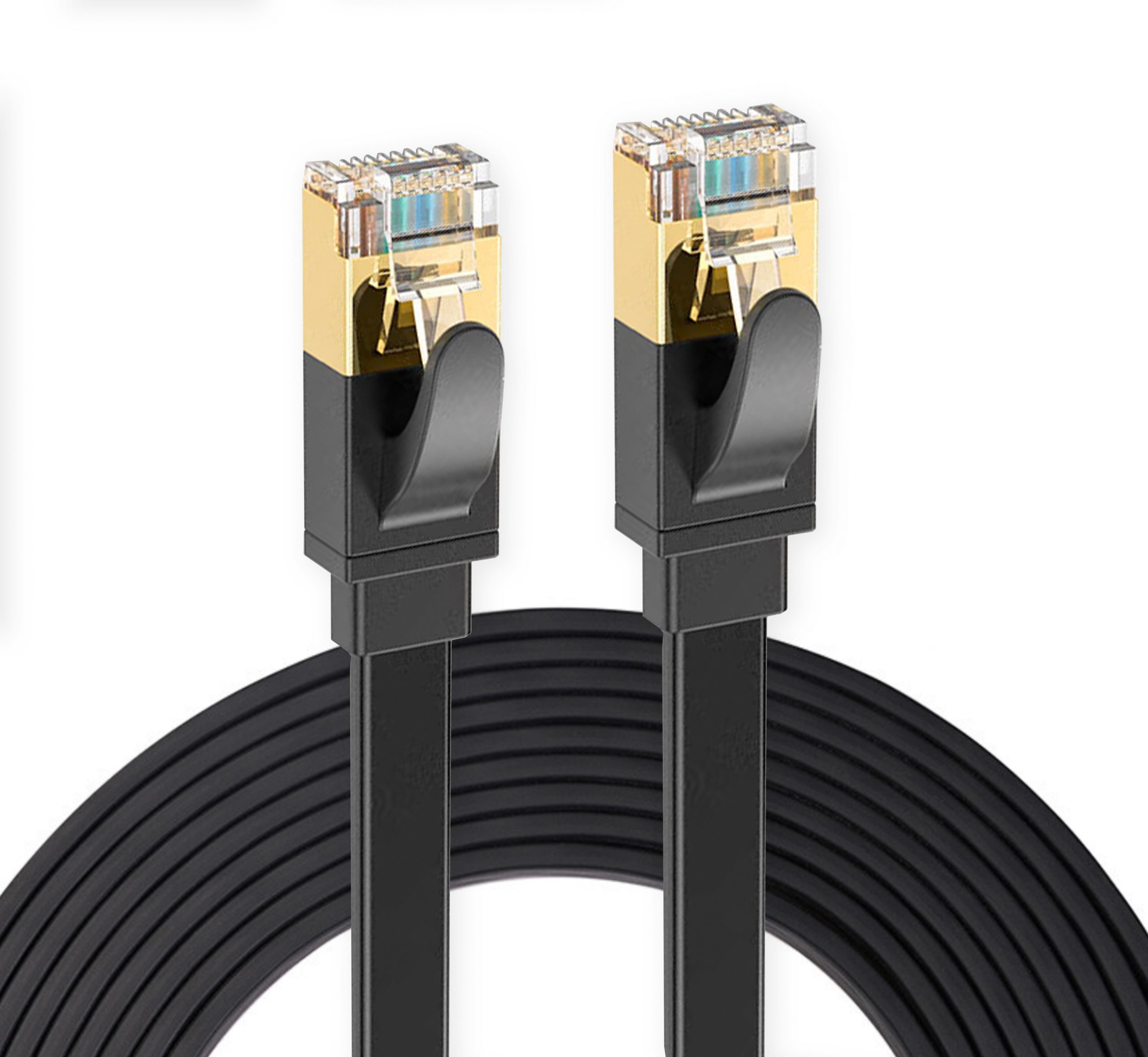 Cable Ethernet 15M, Cat 7 Rj45 15M Blindé Câble Réseau Plat Câble