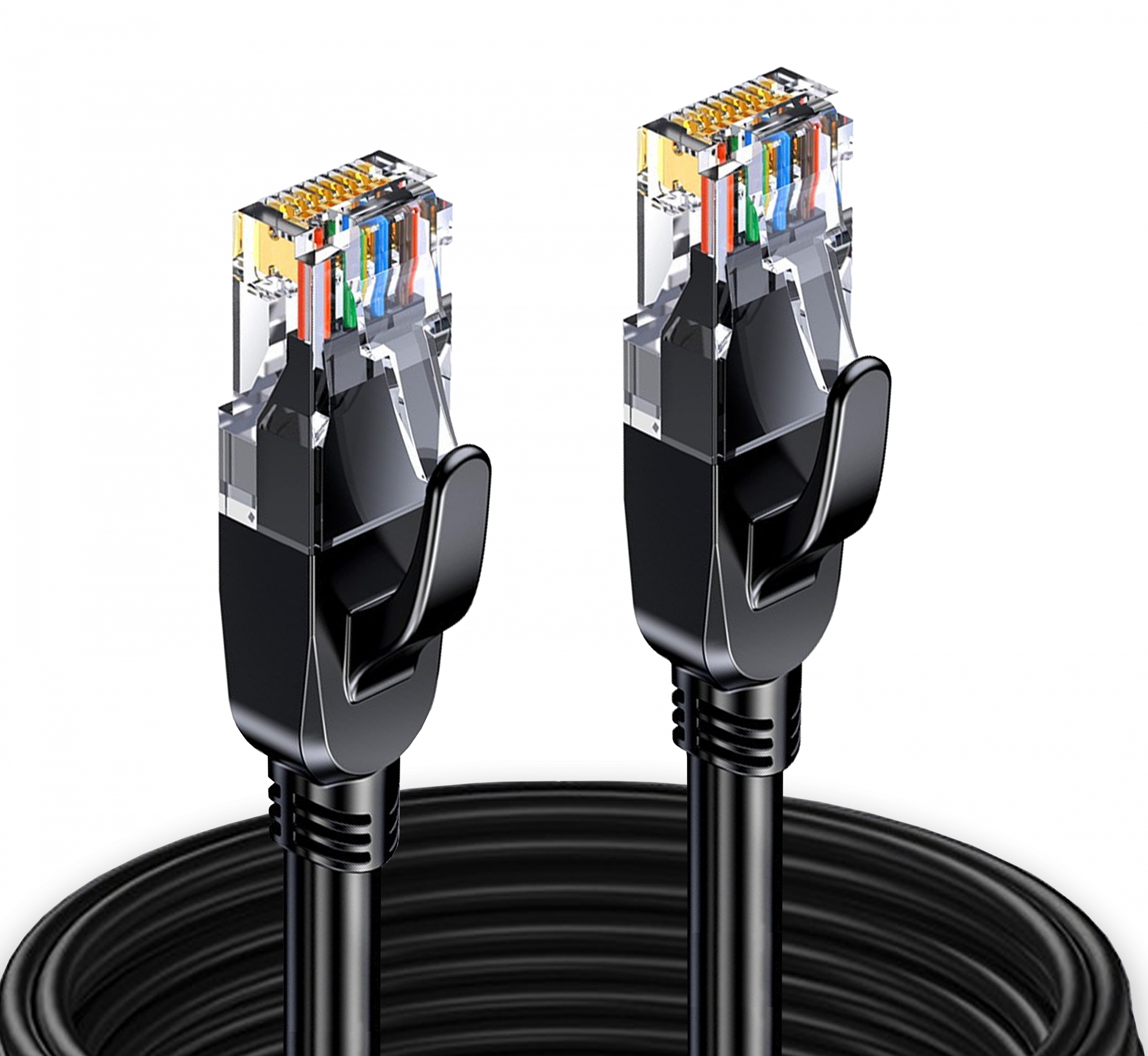 Câble Ethernet Cat7 - 10 Gbit/s, Double Blindage Noir/Blanc– Elfcam