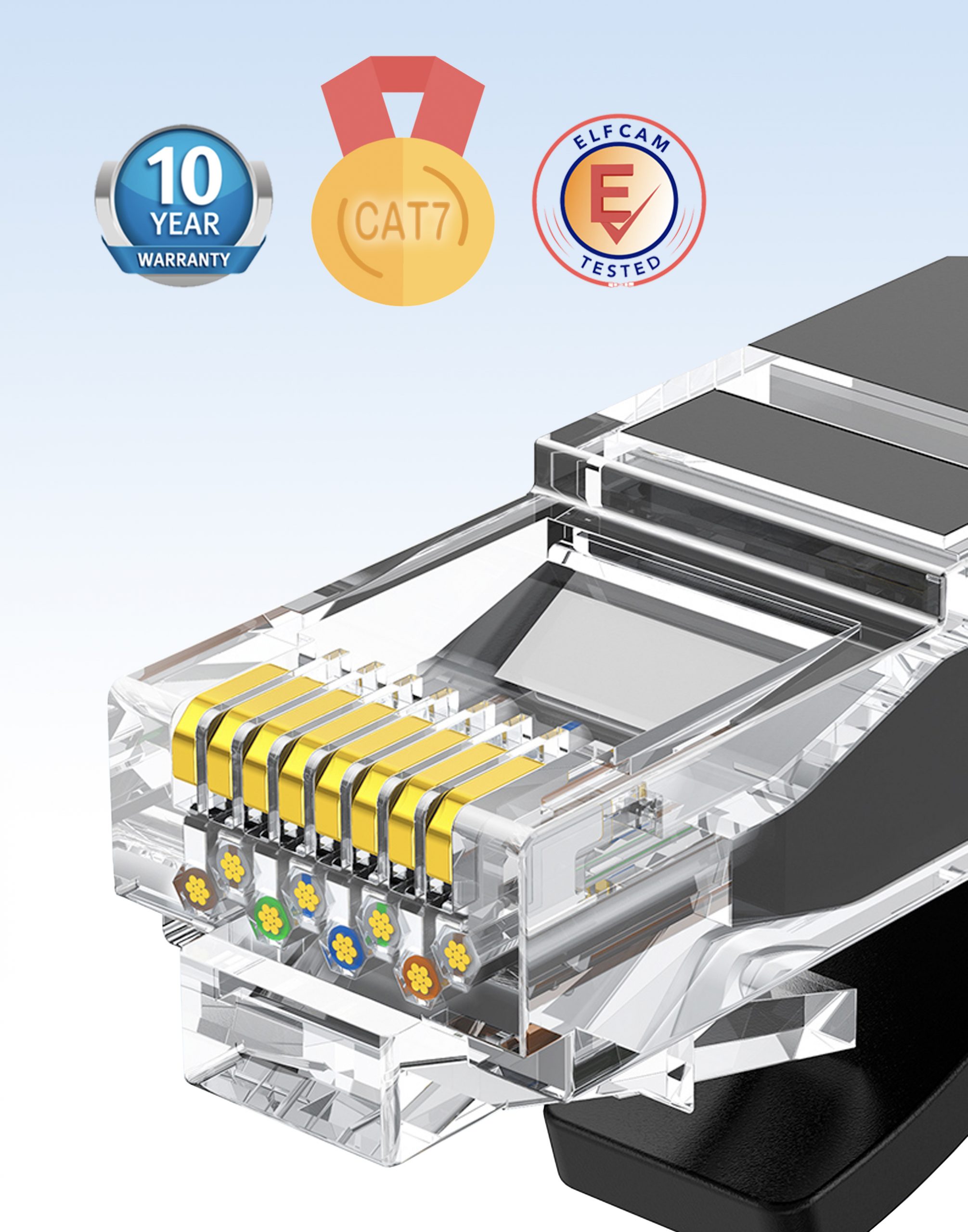 Cat7 Ethernet Cable - 10 Gbit/s, Double Shielded Black/White – Elfcam