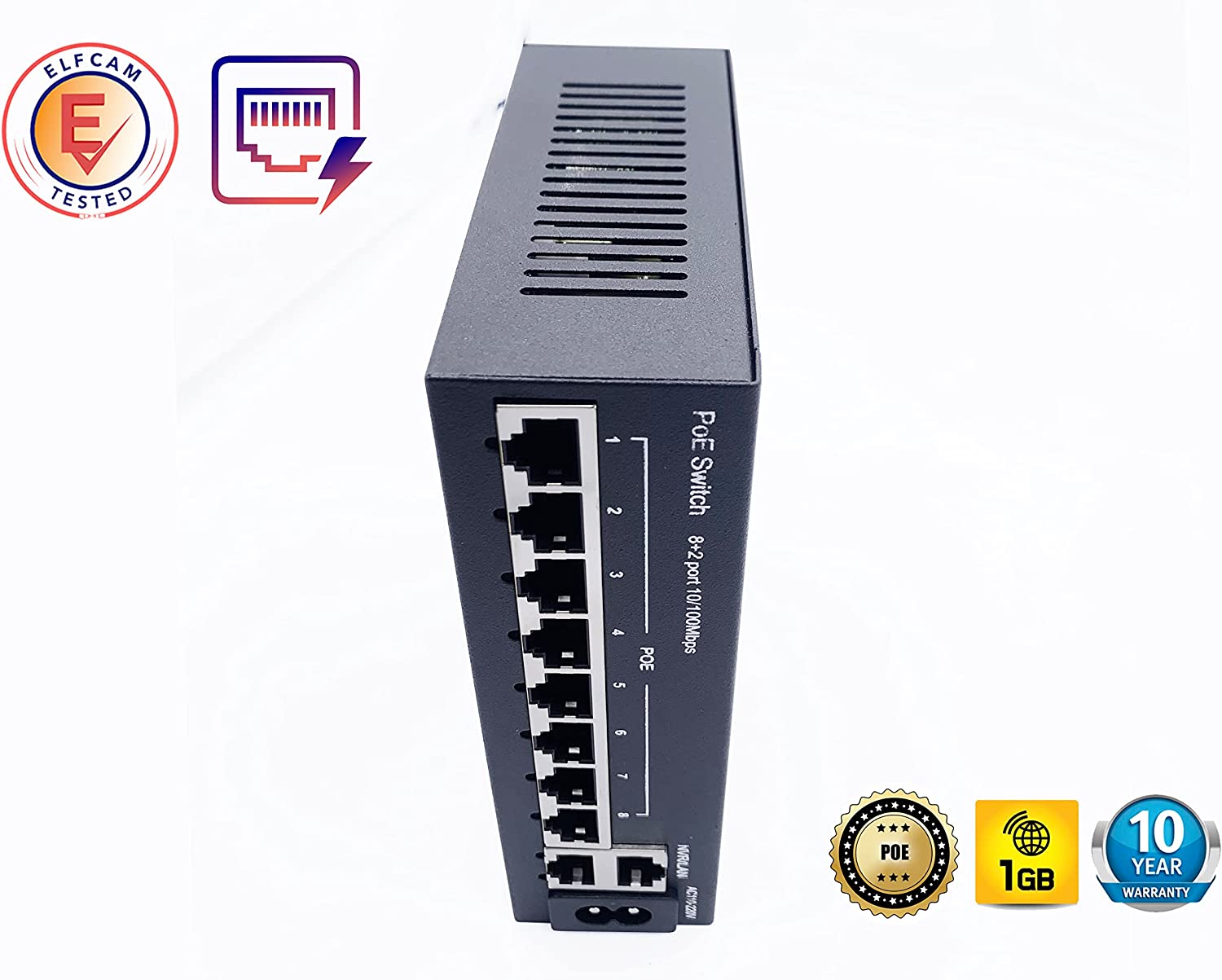 Elfcam® - Commutateur Switch Fibre Optique avec 2 Ports 10GbE SFP+, et 5 Ports  2,5 Gigabit Ethernet RJ45, Plug & Play Non Gere (2  SFP+)