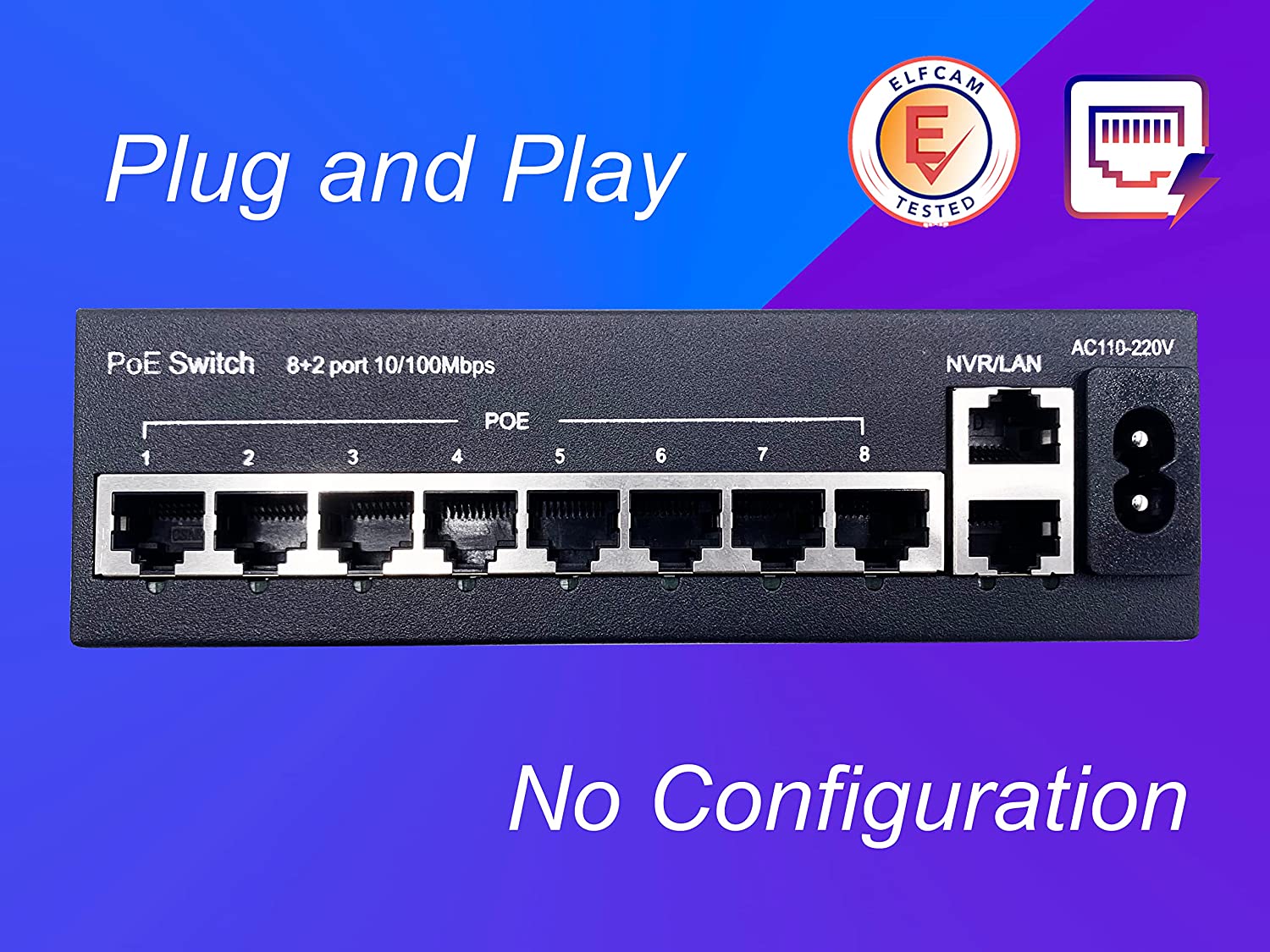 PoE Ethernet Switch with 2 Uplink Gigabit Ethernet Ports 10/100/1000Mbps,  Unmanaged Plug & Play, Robust Metal (8 PoE Ports)(REF:7813) – Elfcam -  Fiber Solution Specialist