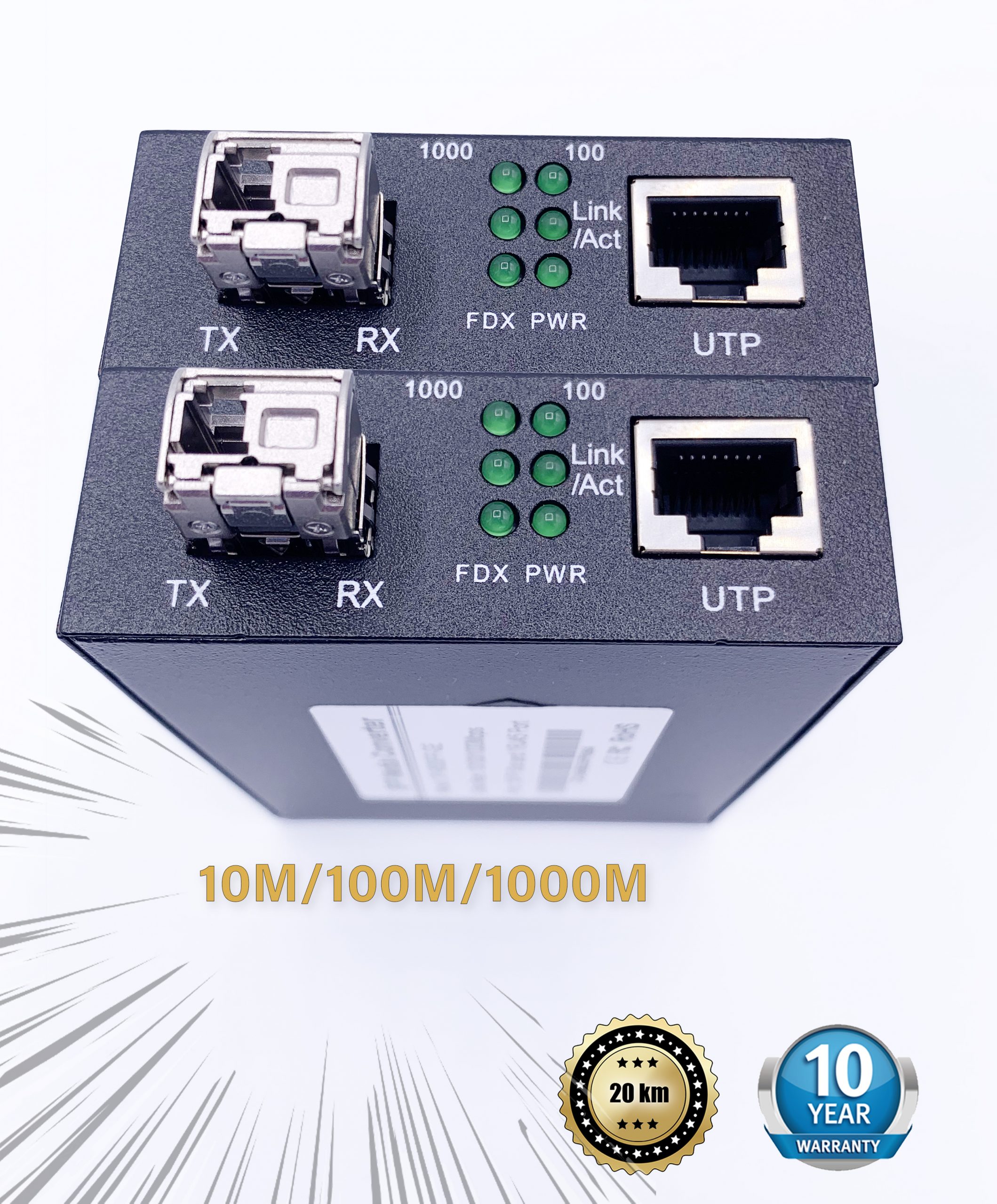 Convertisseur Fibre-optique Ethernet (RJ45) MC110CS - CAPMICRO