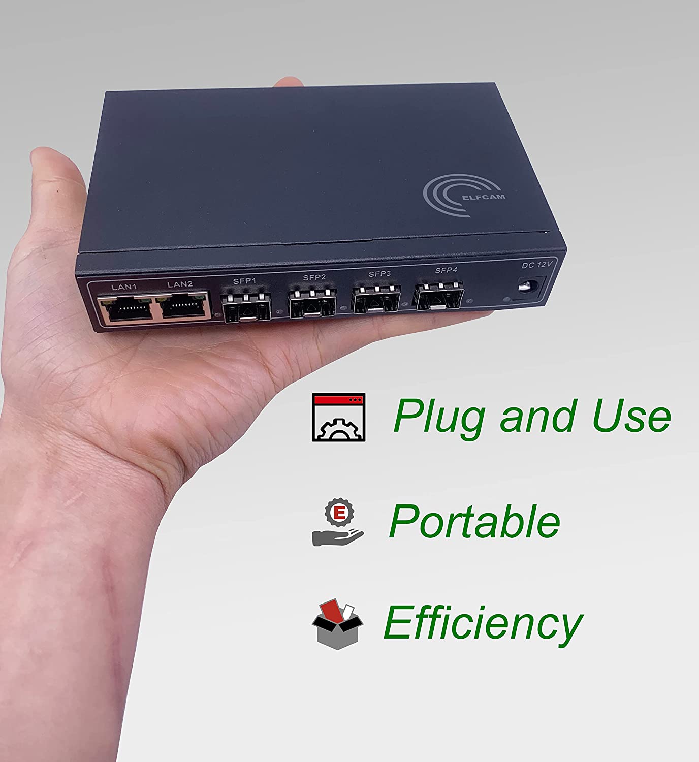 4-Port Unmanaged Switch  2-RJ45 Ethernet Ports, 2-SFP Fiber Ports