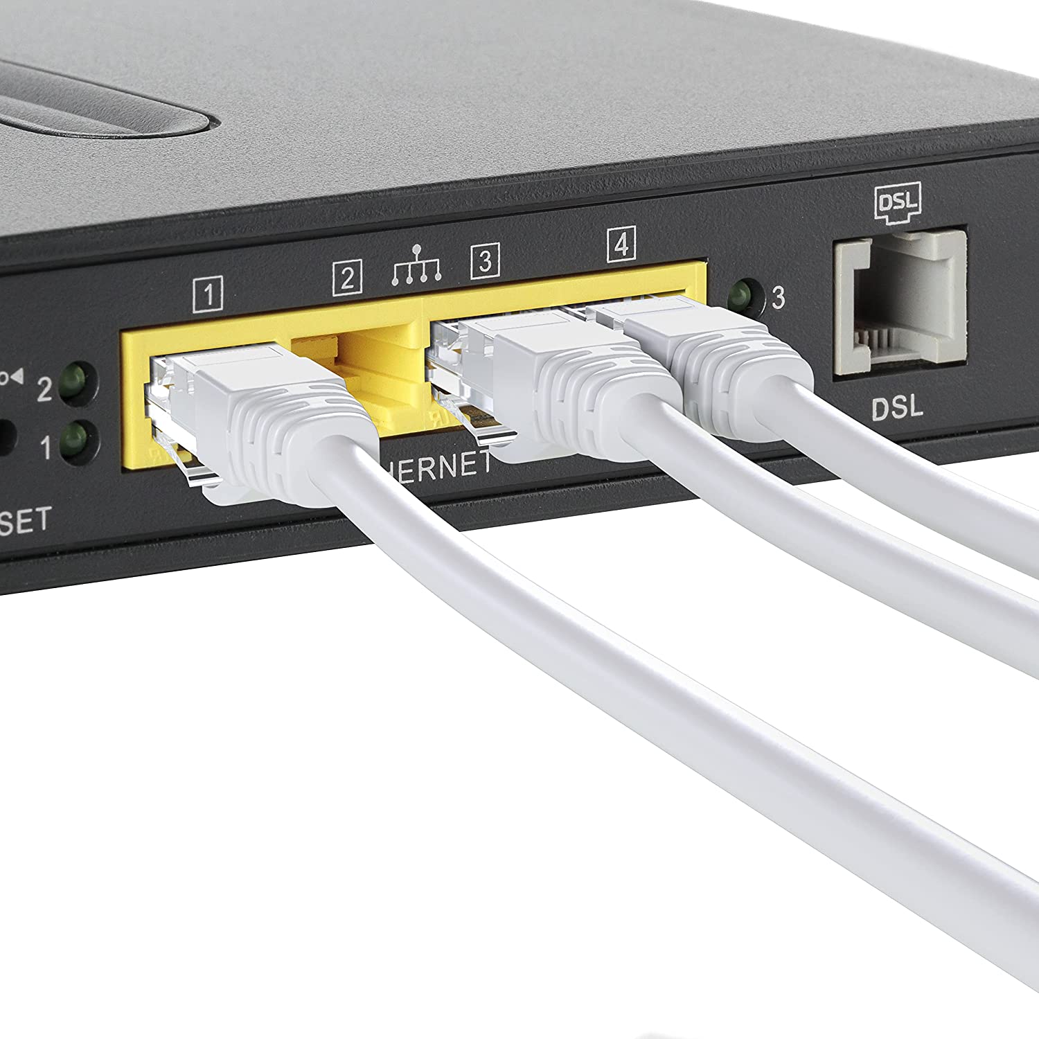 Cable Ethernet Cat 7, 6 pies, súper duradero, color blanco y negro, paquete  de 2 cables trenzados de red LAN para Internet, cable Ethernet Cat6 de